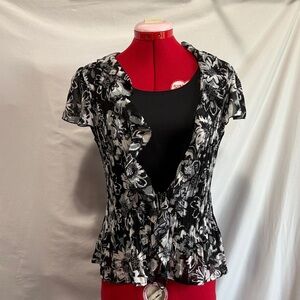 Floral Black and White Women's Top